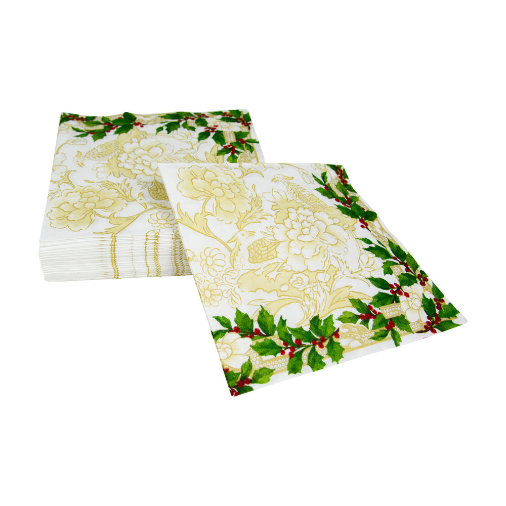 Napkin lunch Holly Ceramic Ivory/Gold
