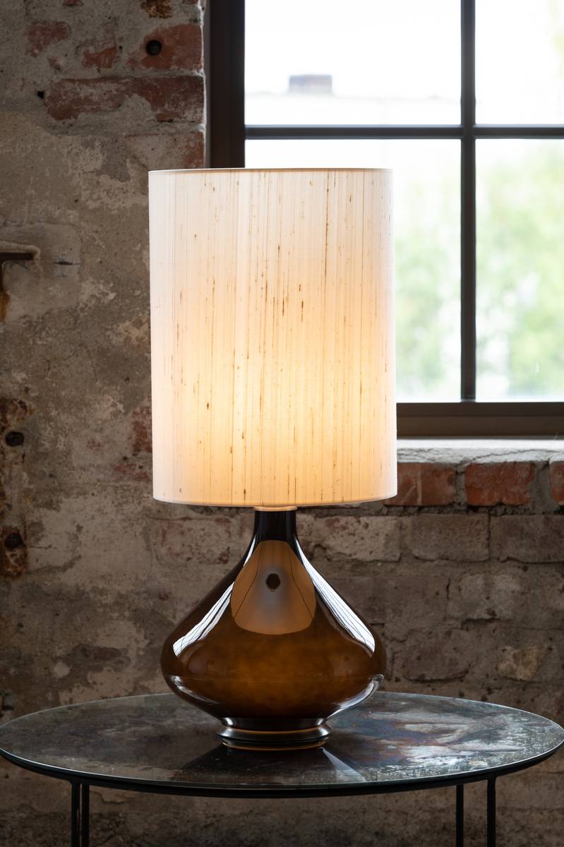 Flavia Table Lamp 70 cm Black Silk Beige Shade