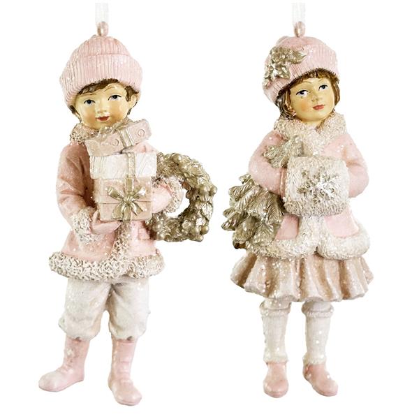 Christmas tree ornament kids pink 10 cm