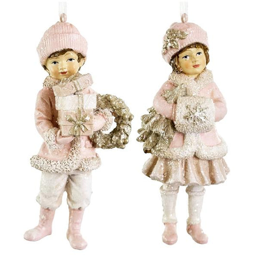 Christmas tree ornament kids pink 10 cm