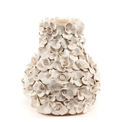 Vase Deco with flowers white large