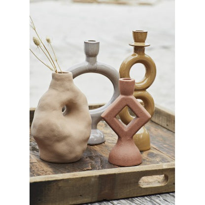 Candle holder dark grey three rings 32 cm