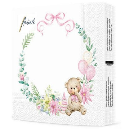 Napkin lunch Baby teddy bear pink