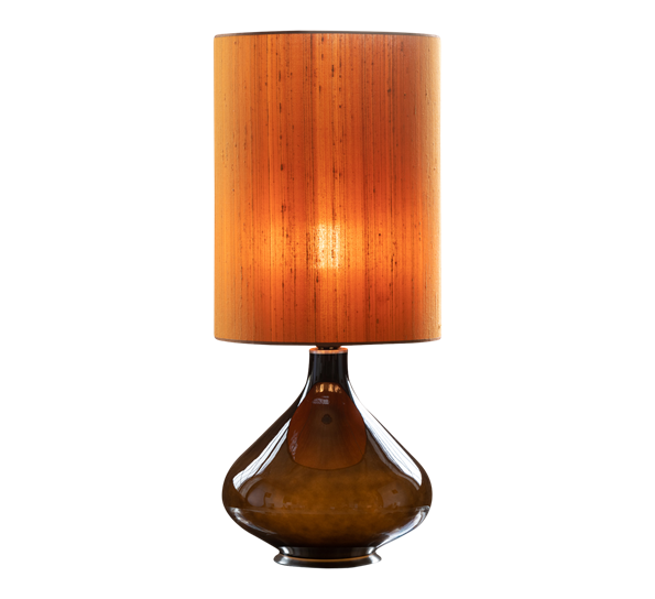 Flavia Table Lamp 70 cm Black Silk Copper Shade