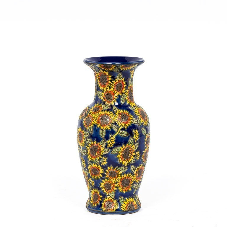Vintage sunflower vase blue small 20 cm