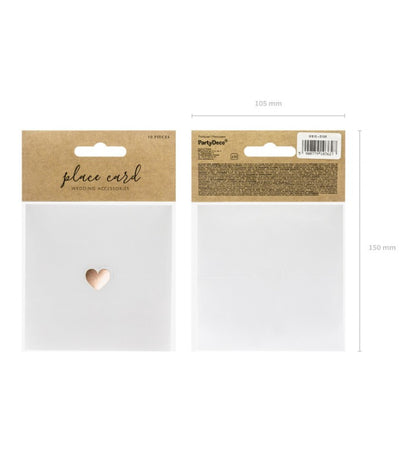 Place cards white pink heart 10 pcs