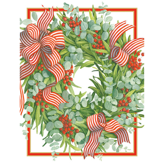 Kort m/konvolutt Ribbon Stripe Wreath