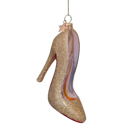 Christmas tree decoration Glitter heel in gold 10 cm