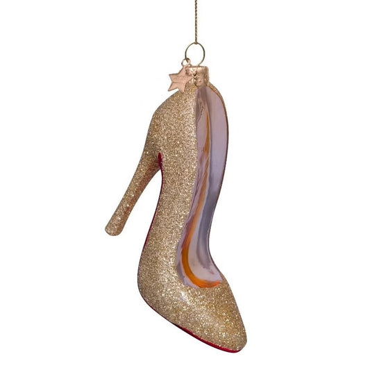 Christmas tree decoration Glitter heel in gold 10 cm