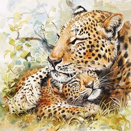 Serviett lunch Leopard family