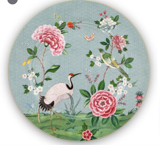 Blushing Birds Blue dekketallerken 32 cm