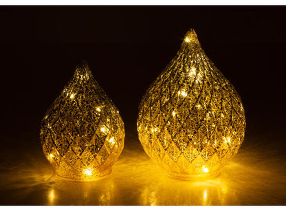 Lyslykt LED gull dråpe 15 cm