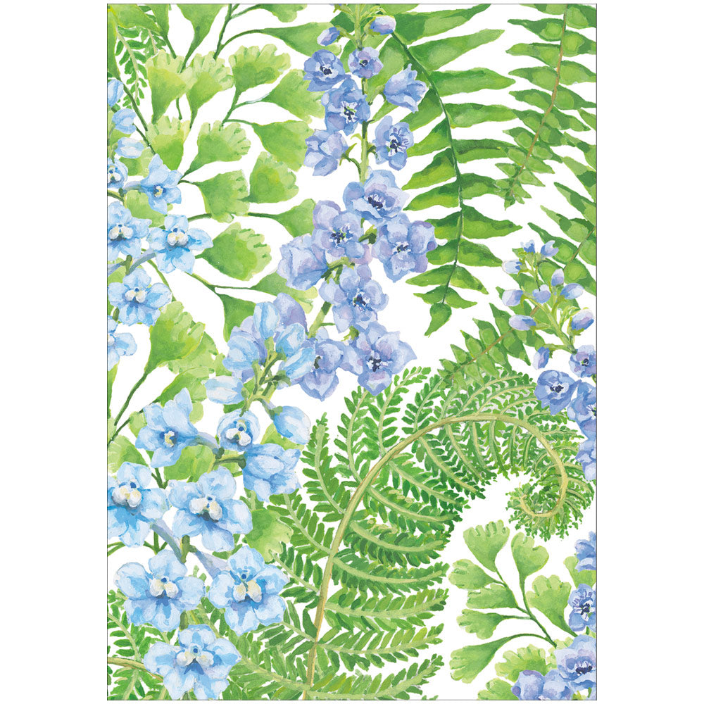 Card w/envelope Delphiniums and Ferns