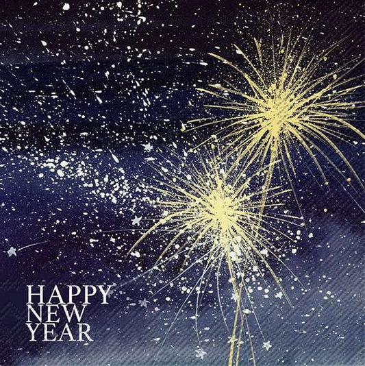 Serviett kaffe Happy Silvester blue