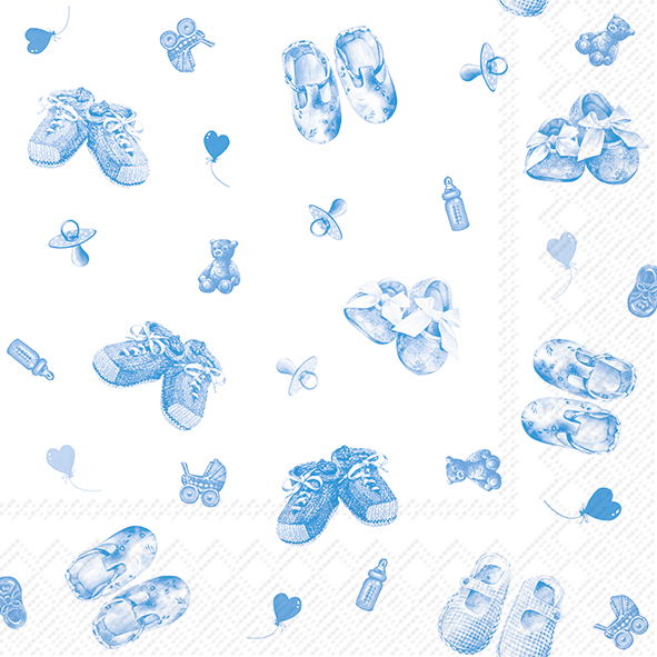 Napkin coffee Baby Shoes Allover light blue