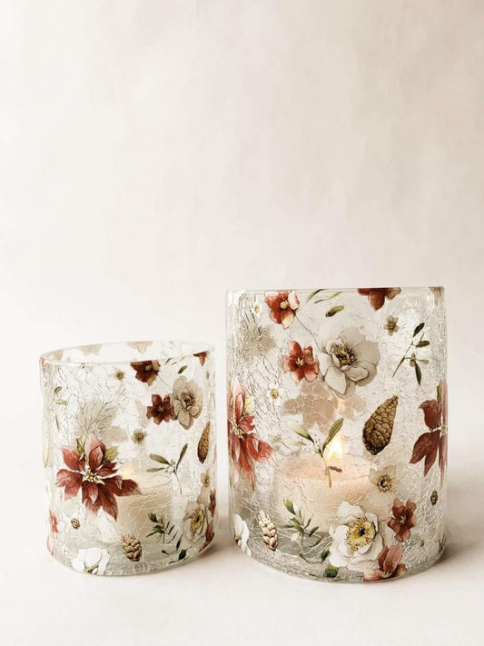Lysglass juleblomst 11,5x13 cm