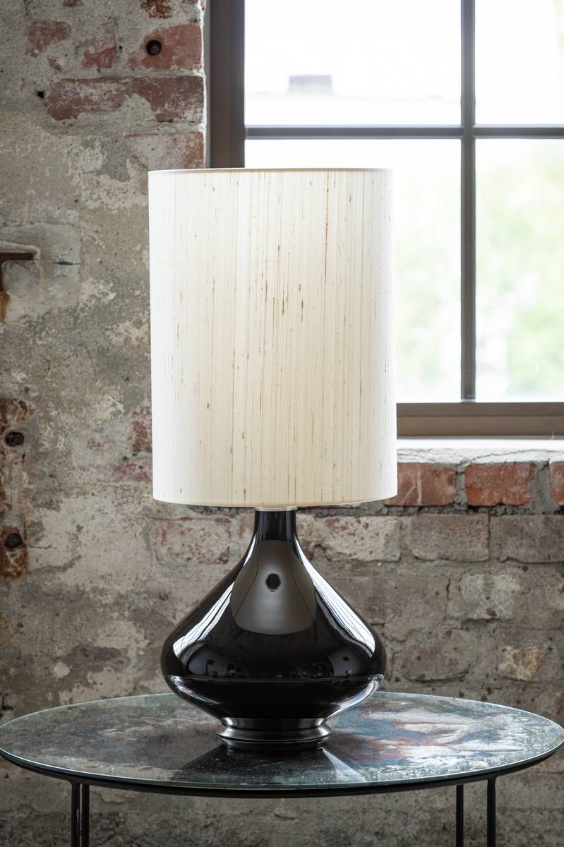 Flavia Table Lamp 70 cm Black Silk Beige Shade