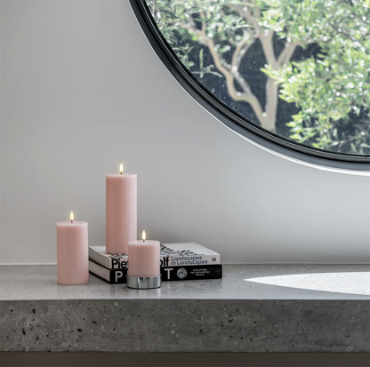 LED Pillar Candle Rose Powder 7.8x10.1 cm