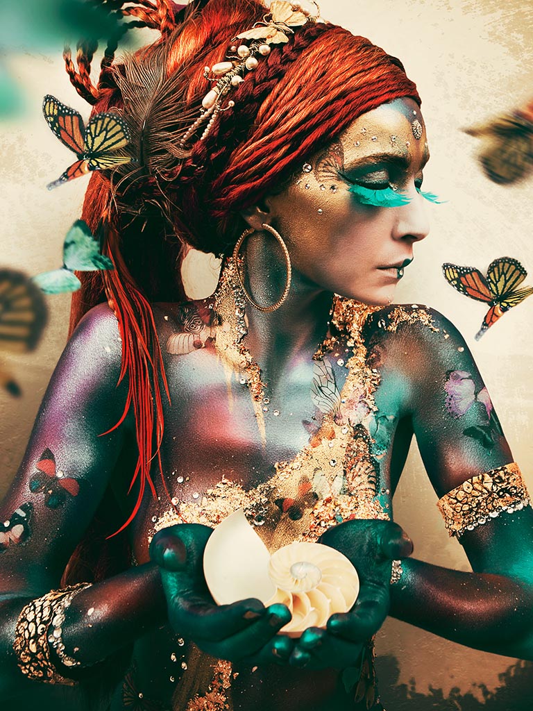 Acrylic print Girl with butterflies 80x120 cm