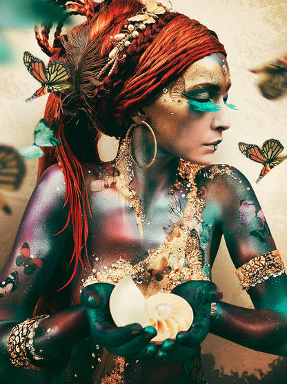 Acrylic print Girl with butterflies 80x120 cm