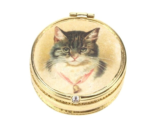 Sølv boks katt 4 cm