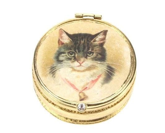 Sølv boks katt 4 cm