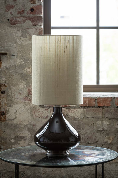 Flavia bordlampe 70 cm Negra Seda Gris Verde skjerm