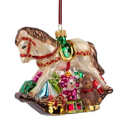 Juletrepynt Rocking Horse With Gifts 10 cm
