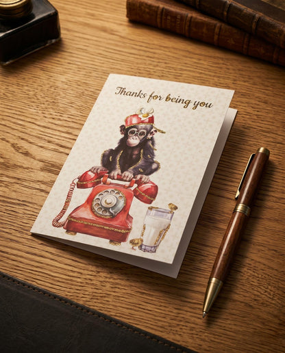 Glitter card Thanks for being you Monkey
