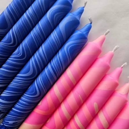 Stearinlys dekorert marmor rosa