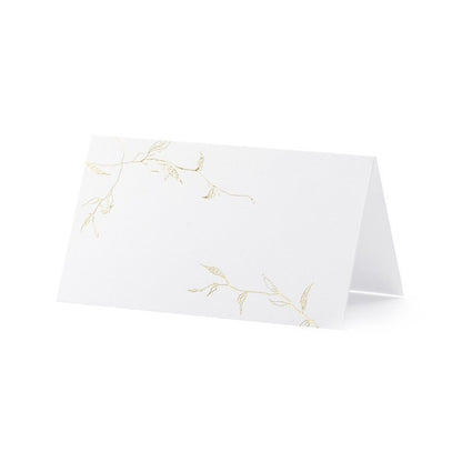 Bordkort branches hvit med gull 10 stk