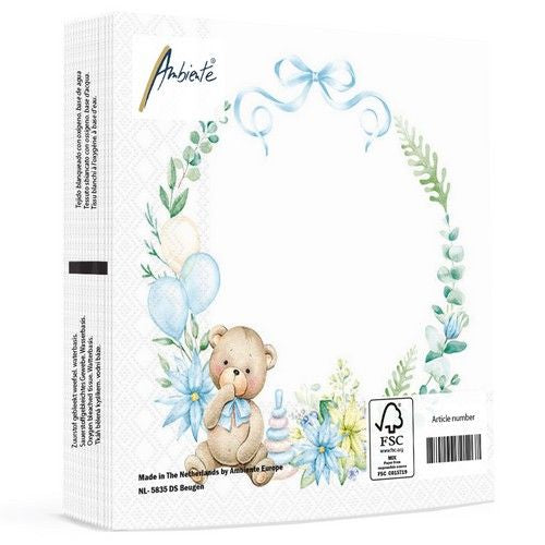 Napkin lunch Baby teddy bear blue
