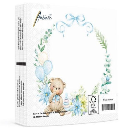 Napkin lunch Baby teddy bear blue