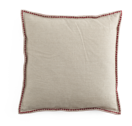 Putetrekk Velvet & Linen Embroidery Red 50x50 cm