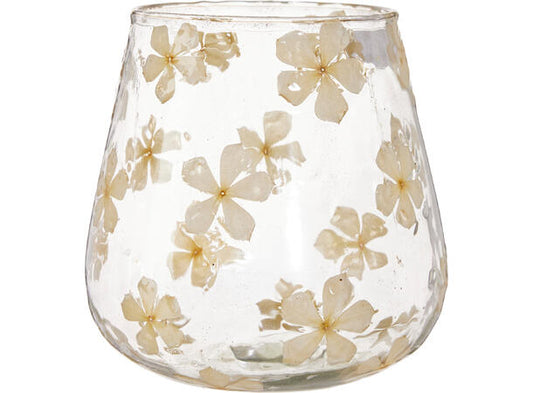Tealight holder glass dried flowers 15 cm