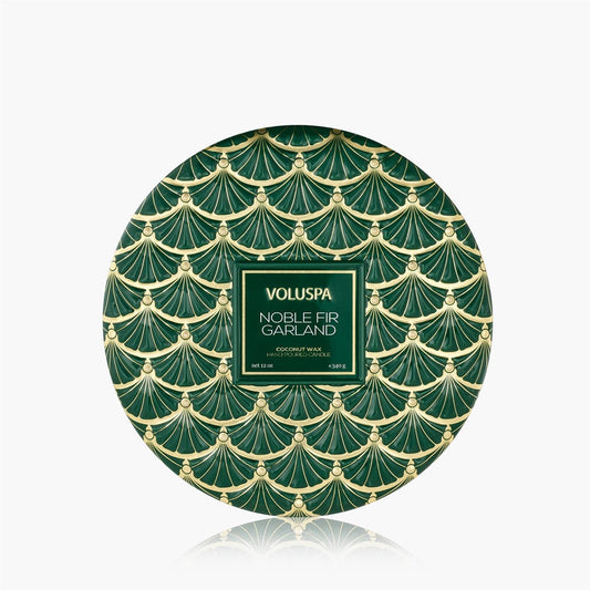 Noble Fir Garland 3 Wick Tin Candle 40 Timer
