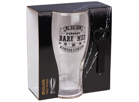 Ølglass m/åpner Konsekvenser 500 ml