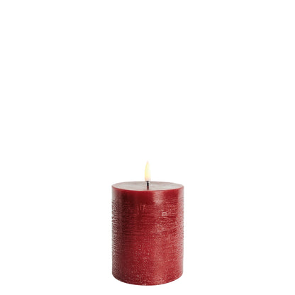LED pillar candle Carmine red 7.8x10.1 cm
