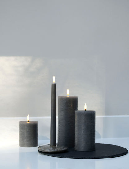 LED pillar candle grey 7.8x10 cm