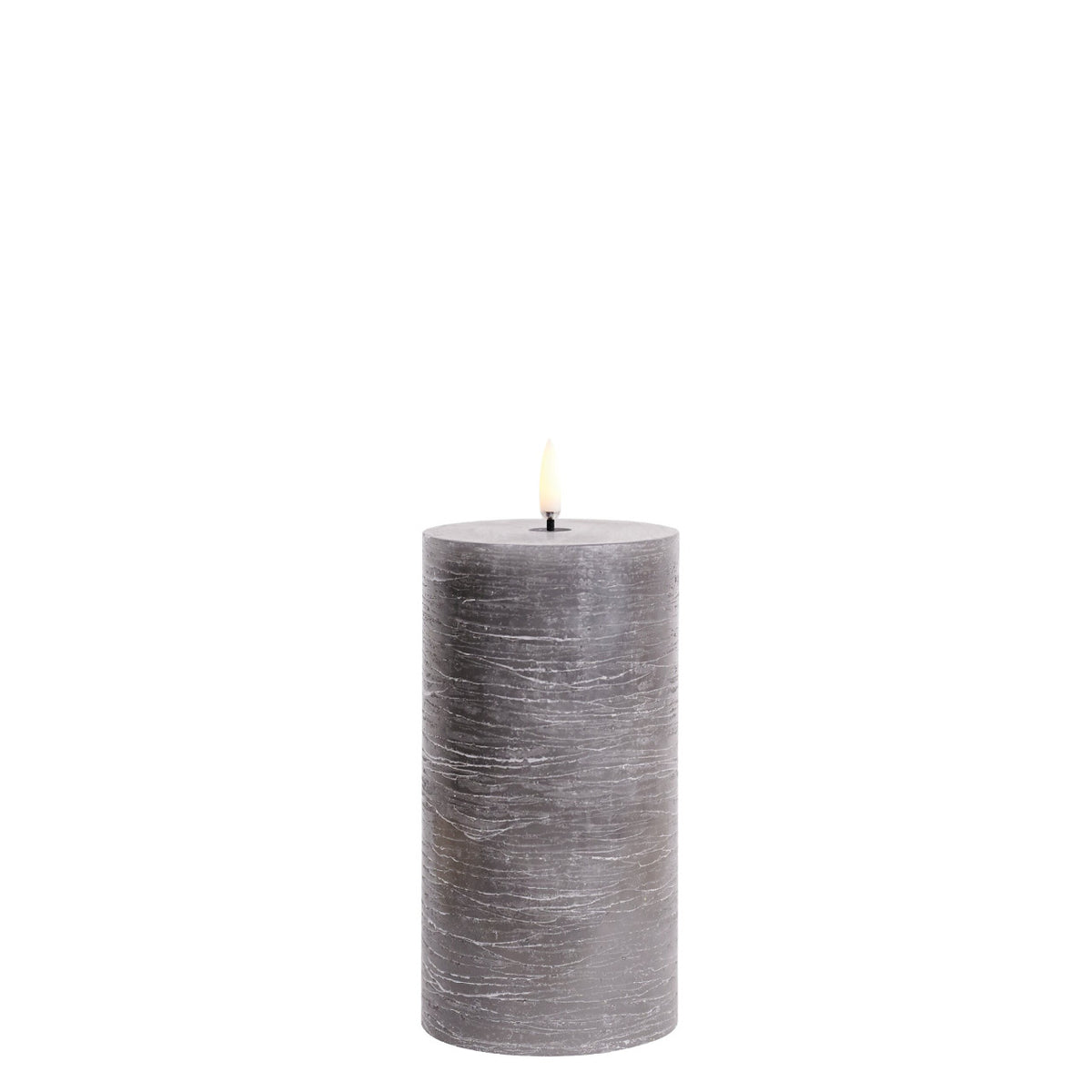 LED pillar candle grey 7.8x15 cm