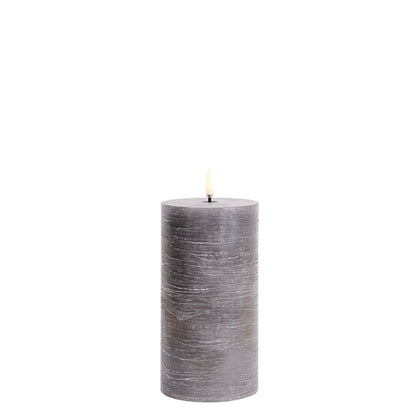 LED pillar candle grey 7.8x15 cm