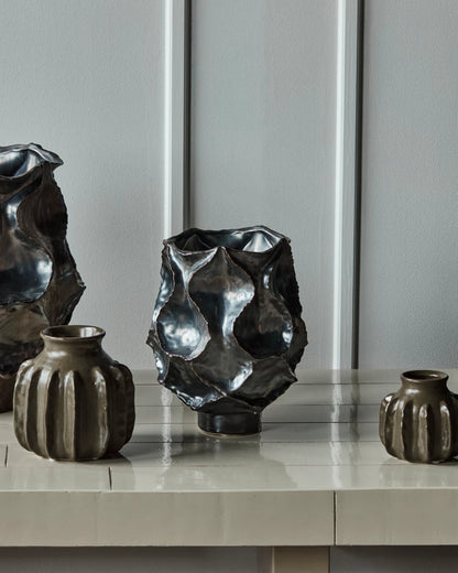 Waves Vase Antique metallic 25 cm