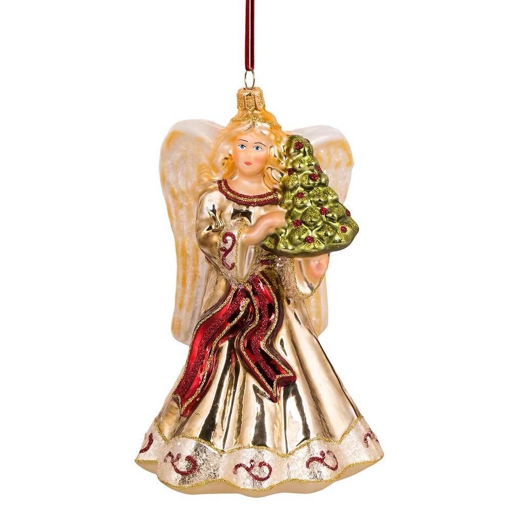Juletrepynt Angel With Tree 19 cm