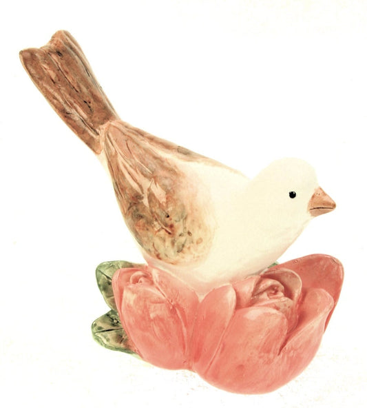Fugl m/rosa tulipan