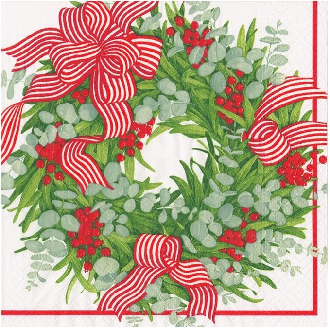 Serviett lunch Ribbon Stripe Wreath