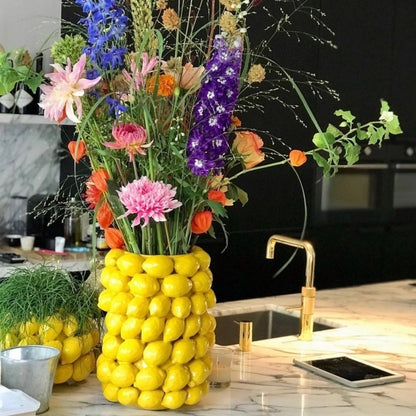 Vase with lemons yellow 36 cm