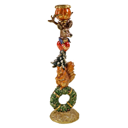 Squirrel candlestick on wreath 32 cm