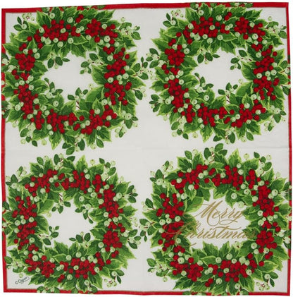 Napkin Coffee Holly and Berry Wreath
