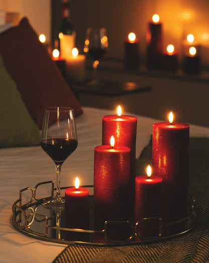 LED pillar candle Carmine red 7.8x10.1 cm