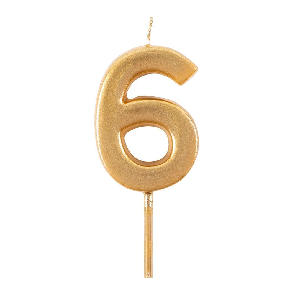 Cake candle number gold 6